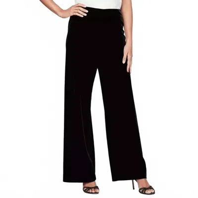 Alex Evenings Stretch Velvet Flat Front Straight Leg Pull-on Pants In Black In Black