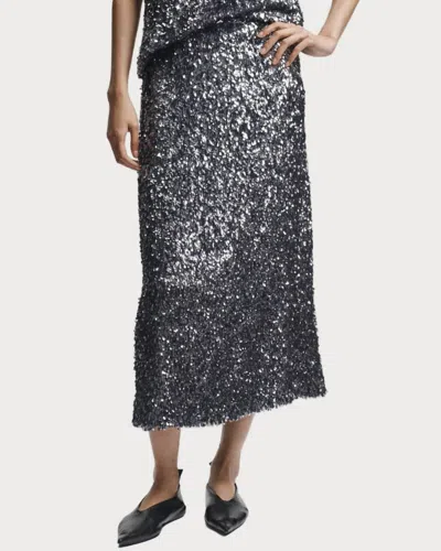 Saint Art Nylah Sequined Maxi Skirt In Silver