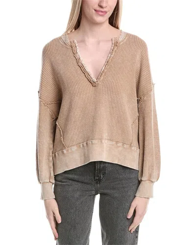 Labiz Waffle Knit Dolman Pullover In Nude