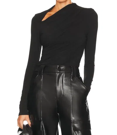 Enza Costa Lurex Jersey Slash Top In Black