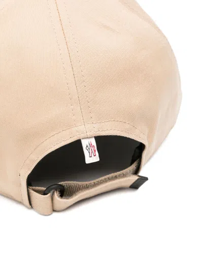 Moncler Grenoble Logo Cotton Baseball Cap In Brown
