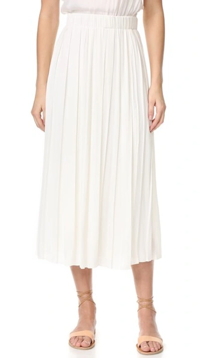 Elizabeth And James Quinn Pleated Crepe De Chine Midi Skirt In Ivory