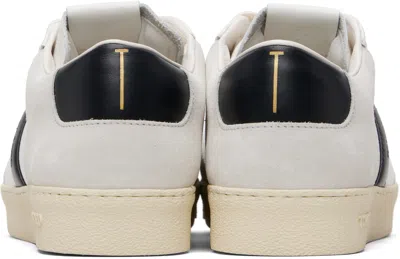 Tom Ford Panelled Suede And Grained Leather Sneakers In White