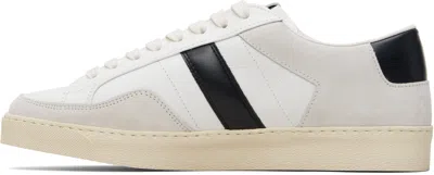 Tom Ford Panelled Suede And Grained Leather Sneakers In White