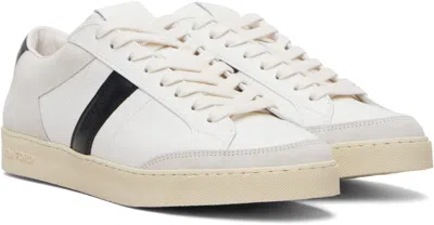 Tom Ford Panelled Suede And Grained Leather Sneakers In White