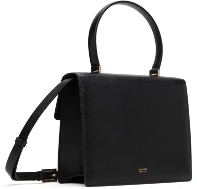 Tom Ford Black Supple Leather Aube Small Top Handle Bag In Black