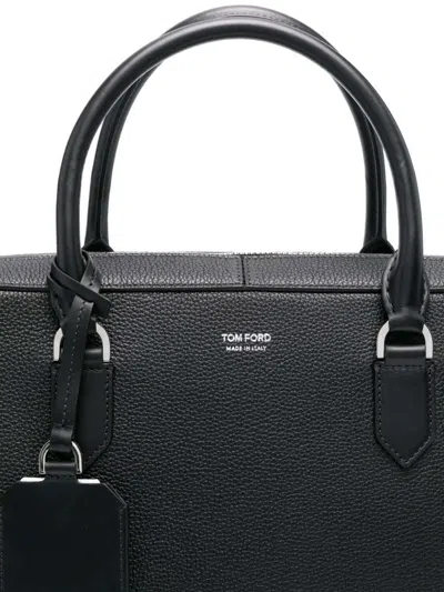 Tom Ford Zippered Shoulder Bag For Carrying Documents In Black