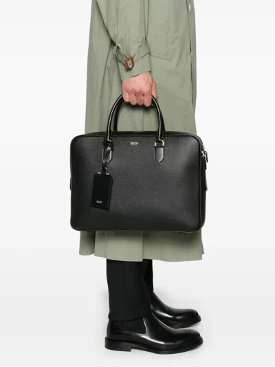 Tom Ford Zippered Shoulder Bag For Carrying Documents In Black