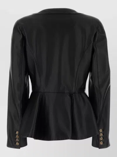 Chloé Leather Jacket Button Detail Long Sleeves In Black