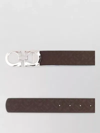 Ferragamo Reversible Leather Belt Adjustable Length Pattern In Black