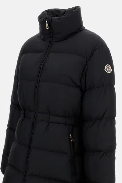 Moncler Down Jacket With Zip And Elastic Waist In Black