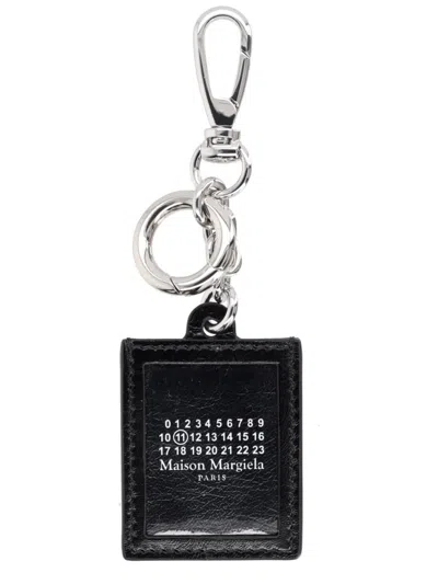 Maison Margiela Leather Keychain In Black