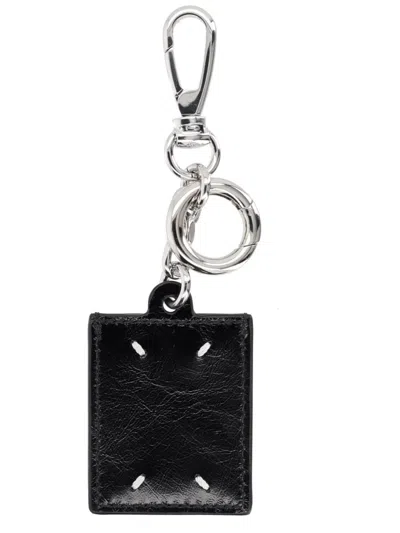 Maison Margiela Leather Keychain In Black