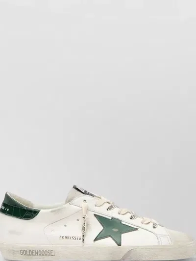 Golden Goose Super-star White Low Top Sneakers With Embossed Logo And Contrasting Heel Tab In Leather Man In White