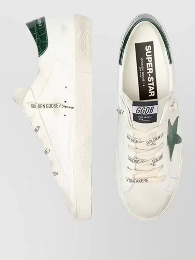 Golden Goose Super-star White Low Top Sneakers With Embossed Logo And Contrasting Heel Tab In Leather Man In White