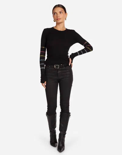 Lauren Moshi Mckinley Crystal Evil Eye Stripe Top In Multi