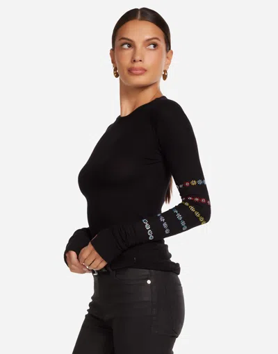 Lauren Moshi Mckinley Crystal Evil Eye Stripe Top In Multi