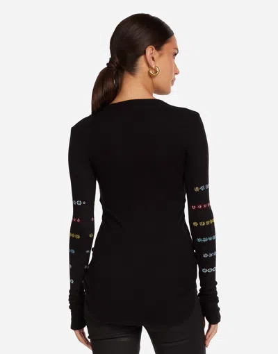 Lauren Moshi Mckinley Crystal Evil Eye Stripe Top In Multi