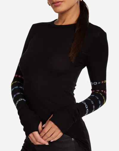 Lauren Moshi Mckinley Crystal Evil Eye Stripe Top In Multi