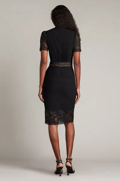 Tadashi Shoji Bos25212m Short Lace Pleated Cocktail Dress In Black