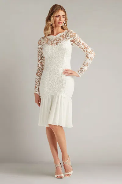 Tadashi Shoji Scroll Soutache Long Sleeve Cocktail Dress In Metallic