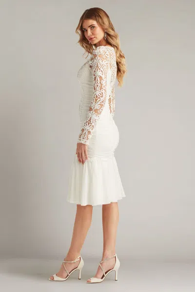 Tadashi Shoji Scroll Soutache Long Sleeve Cocktail Dress In Metallic