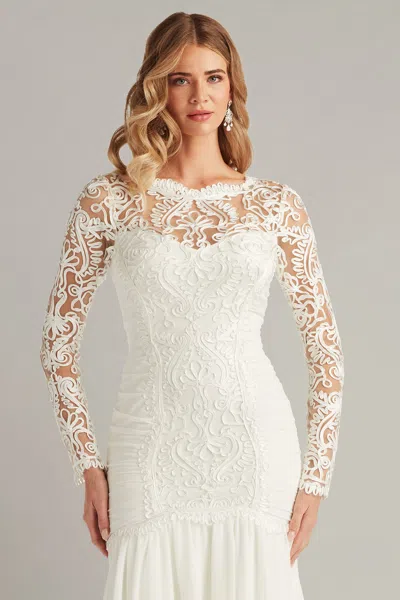 Tadashi Shoji Scroll Soutache Long Sleeve Cocktail Dress In Metallic