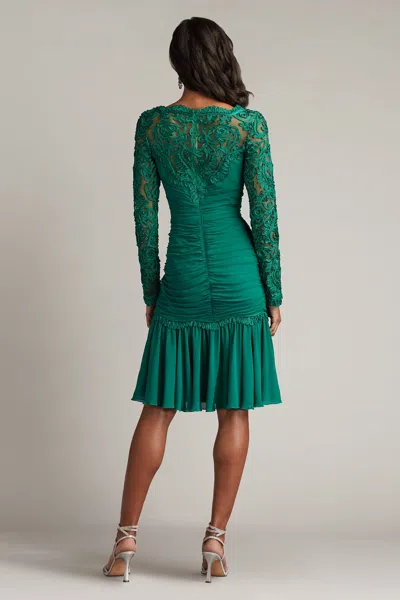 Tadashi Shoji Scroll Soutache Long Sleeve Cocktail Dress In Metallic