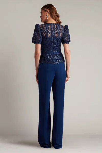 Tadashi Shoji Ziya Embellished Puff Sleeve Jumpsuit In Blue