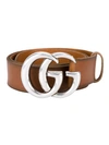 Gucci Leather Belt With Double G Buckle In Brown