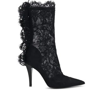 Alexander Mcqueen Mcqueen Woman Ankle Boots Black Size 8 Textile Fibers In Black