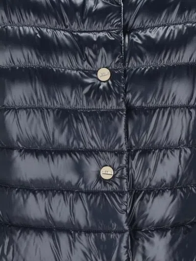 Herno Double-sided Button Quilted Down Jacket In Blue