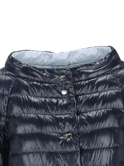 Herno Double-sided Button Quilted Down Jacket In Blue