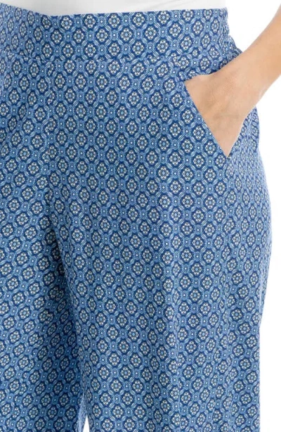 Max Studio Wide Leg Pull-on Crop Pants In Blue