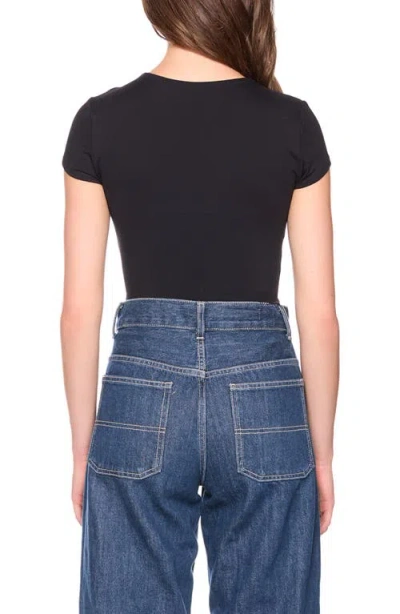 Susana Monaco Basic Cropped Crew Short Sleeve Tee In Black In Brown