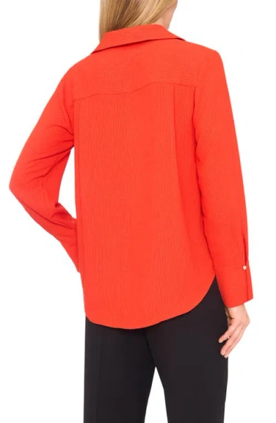 Halogenr Halogen(r) Tonal Stripe Collared Split Neck Top In Red