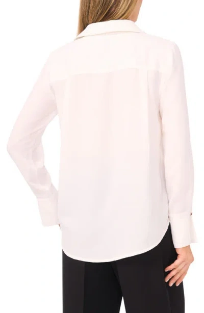 Halogenr Halogen(r) Tonal Stripe Collared Split Neck Top In White