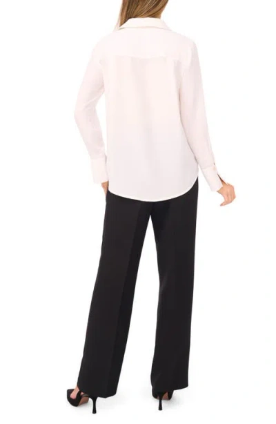 Halogenr Halogen(r) Tonal Stripe Collared Split Neck Top In White