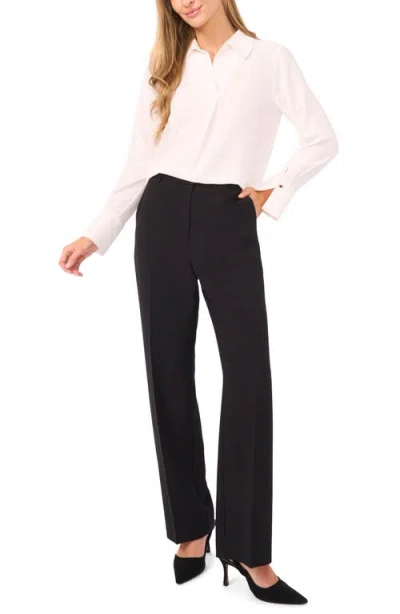 Halogenr Halogen(r) Tonal Stripe Collared Split Neck Top In White