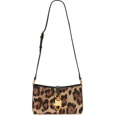 Dolce & Gabbana Lock Leather-trimmed Leopard-print Satin-twill Shoulder Bag In Multi