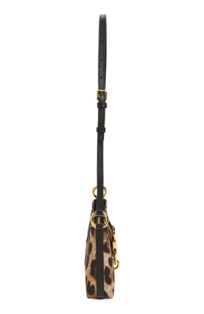 Dolce & Gabbana Lock Leather-trimmed Leopard-print Satin-twill Shoulder Bag In Multi