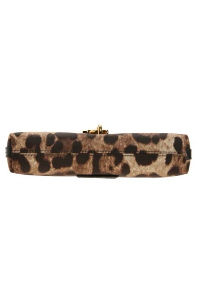 Dolce & Gabbana Lock Leather-trimmed Leopard-print Satin-twill Shoulder Bag In Multi