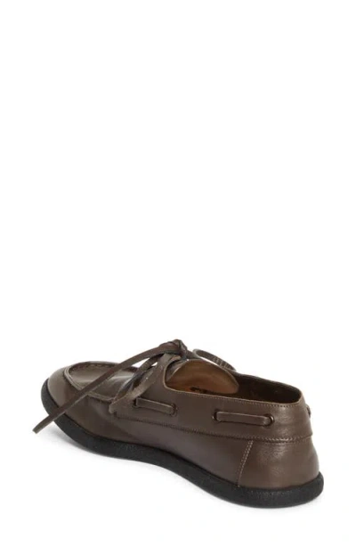 The Row Novus Sailor Leather Boat Shoes In Brown