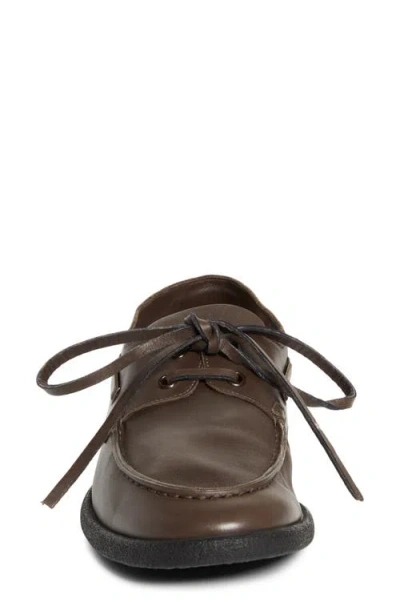 The Row Novus Sailor Leather Boat Shoes In Brown