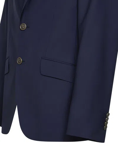 Etro Men Blue Wool Single-breasted Jacket In Blue