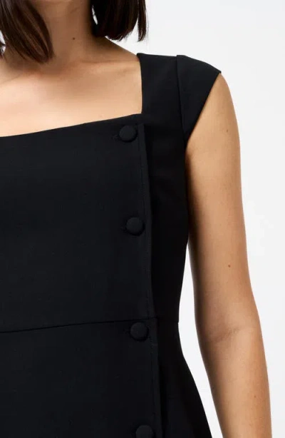 French Connection Azra Square Neck Twill Mini Dress In Black
