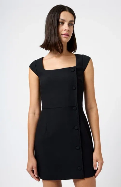 French Connection Azra Square Neck Twill Mini Dress In Black