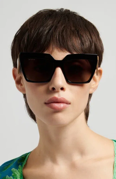 Etro 58mm Rectangular Sunglasses In Black