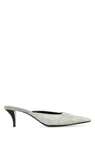 Gucci Fabric Mules Pointed Toe Stiletto Heel Textured In Silver