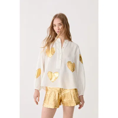 Lanhtropy Cupid Metallic Linen Shirt In White